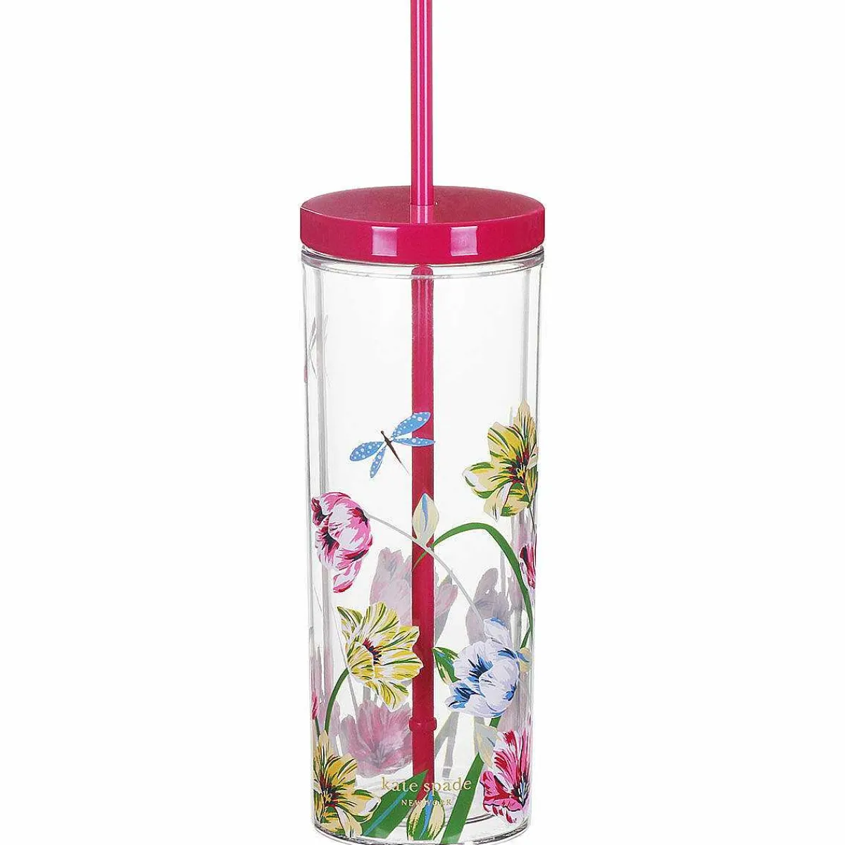 Dragonflies And Tulips Acrylic Tumbler With Straw>Kate Spade New York Best Sale