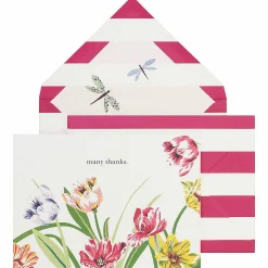 Dragonflies And Tulips Thank You Notecard Set>Kate Spade New York Outlet