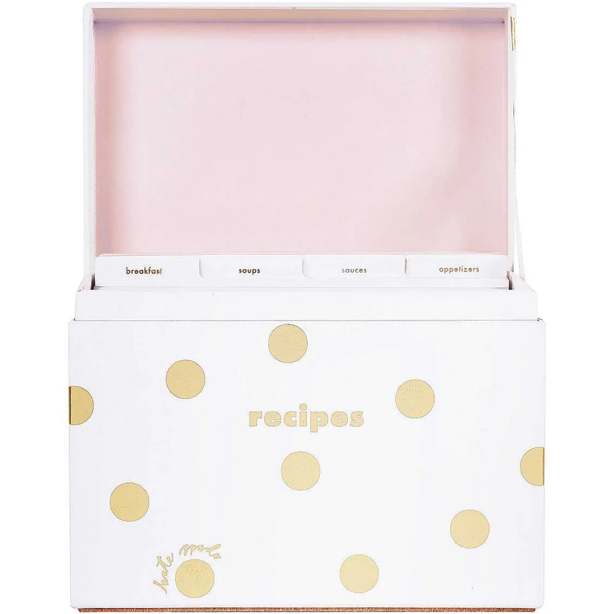 Gold Dot With Script Recipe Box>Kate Spade New York Store