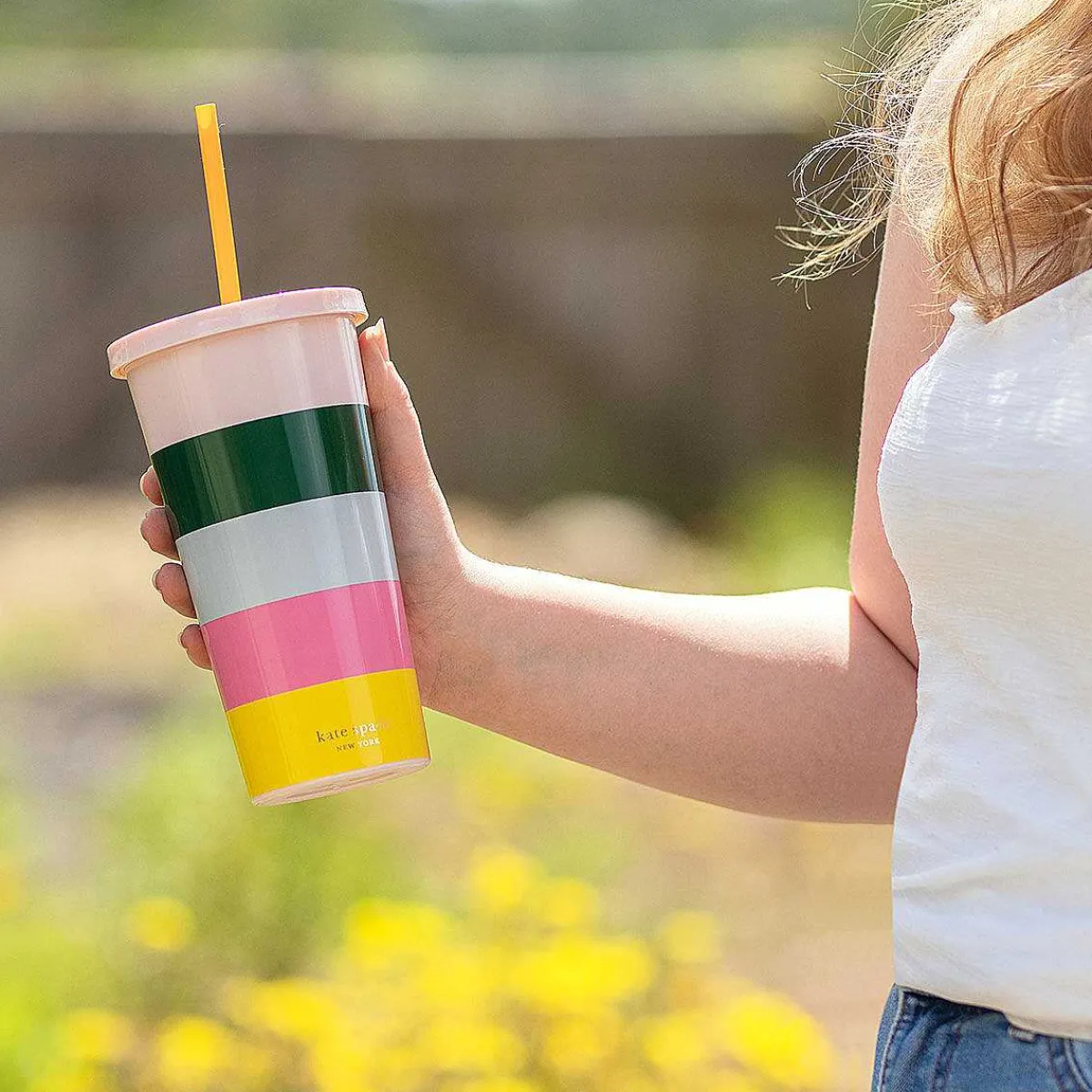 Stripe Tumbler With Straw>Kate Spade New York Sale