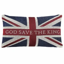 King Charles Iii Coronation 'God Save The King' Rectangular Chenille Cushion>Temptation Gifts New