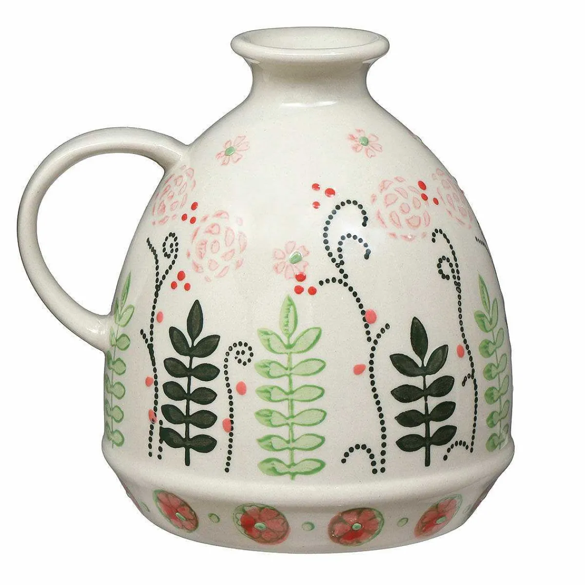 Cream Floral Debossed Urn Vase With Handle>Langs Shop
