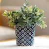 Navy Floral Plant Pot>Langs Discount