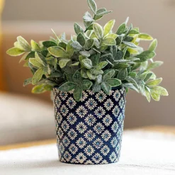 Navy Floral Plant Pot>Langs Discount