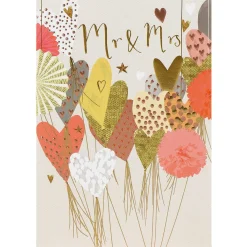 'Mr & Mrs' Hearts Greetings Card>Louise Tiler Online