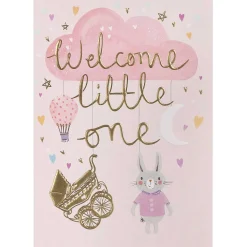 'Welcome Little One' Pink Baby Card>Louise Tiler Fashion