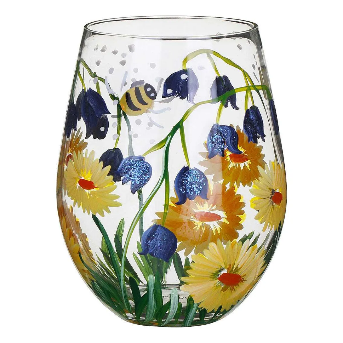 Bluebells & Dandelion Bees Stemless Glass>Lynsey Johnstone Online