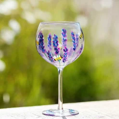 Hand Painted Bees & Lavender Gin Glass><noscript><img width=