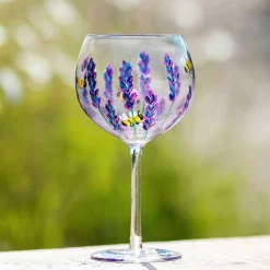 Hand Painted Bees & Lavender Gin Glass><noscript><img width=