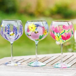 Hand Painted Bees & Lavender Gin Glass><noscript><img width=