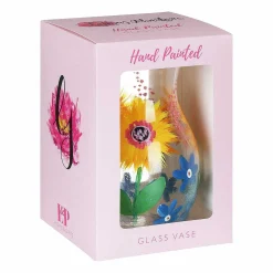 Hand Painted Sunflowers & Blue Wildflowers Posy Vase><noscript><img width=