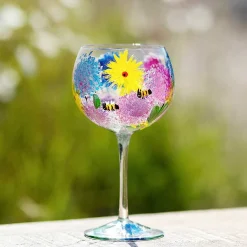 Hand Painted Alliums & Bees Gin Glass><noscript><img width=