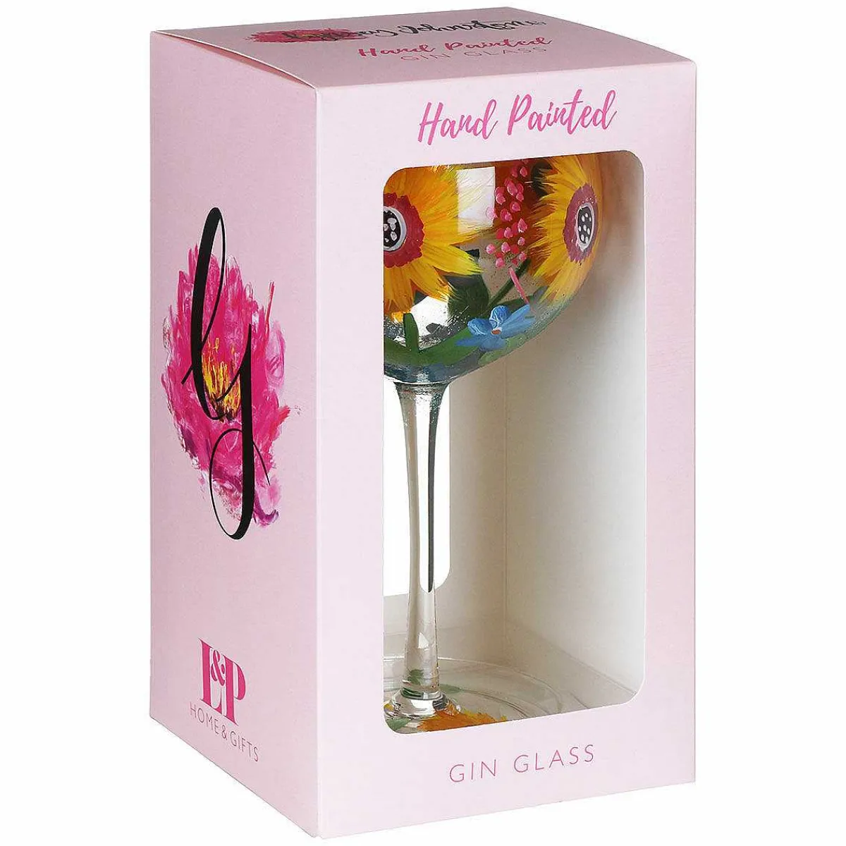 Hand Painted Sunflowers & Blue Wildflowers Gin Glass>Lynsey Johnstone Clearance