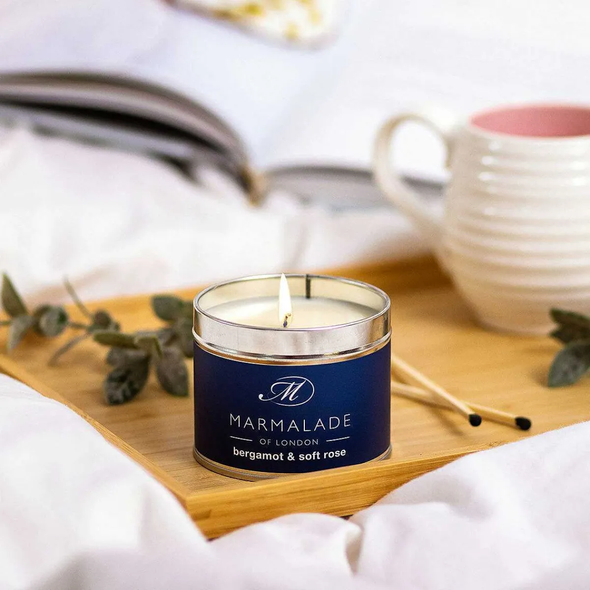 Bergamot & Soft Rose 210G Tin Soy Candle>Marmalade of London Outlet