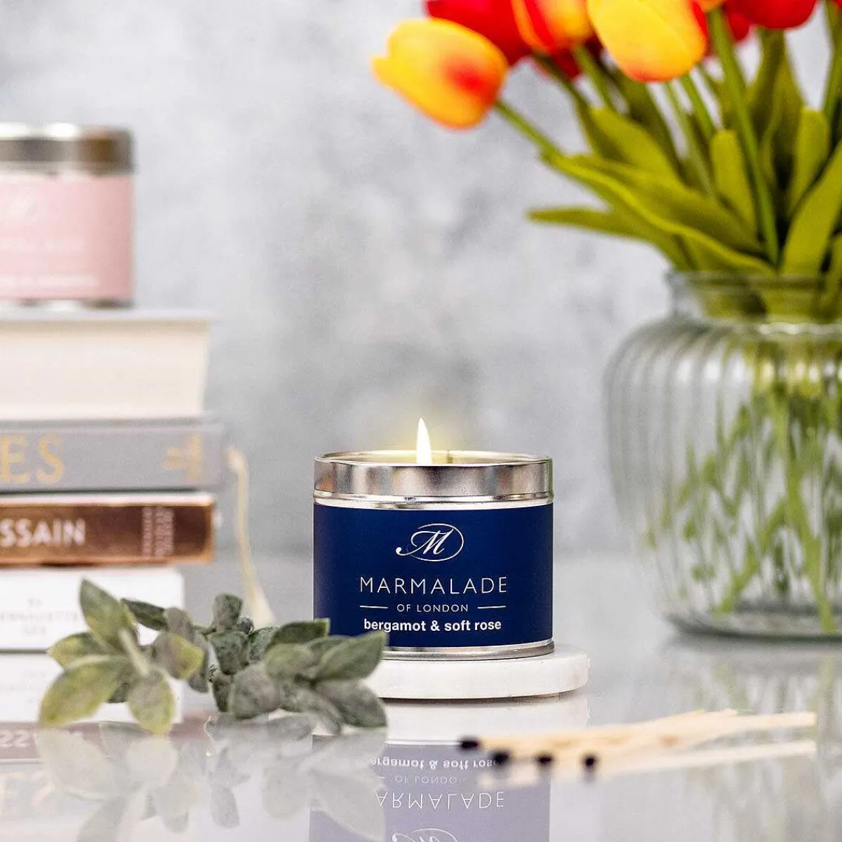 Bergamot & Soft Rose 210G Tin Soy Candle>Marmalade of London Outlet
