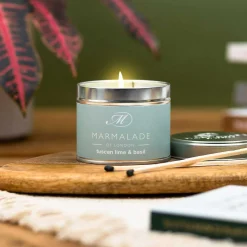 Tuscan Lime & Basil 210G Tin Soy Candle>Marmalade of London Clearance