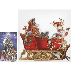 Cat Sleigh 3D Christmas Card>Me & McQ Cheap