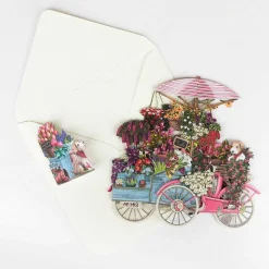 "Flower Seller's Pink Bicycle" 3D Birthday Card>Me & McQ Discount