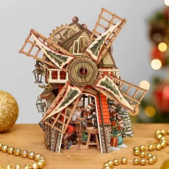 Santa's Windmill 3D Christmas Card><noscript><img width=