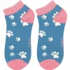 Denim Blue Paw Prints Women's Bamboo Trainer Socks>Miss Sparrow Discount