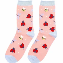 Dusky Pink Love Bug Women's Bamboo Socks>Miss Sparrow Cheap