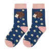 Navy Hedgehogs & Daisies Girls Bamboo Socks>Miss Sparrow Best Sale