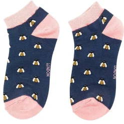 Navy Honey Bee Women's Bamboo Trainer Socks>Miss Sparrow Fashion