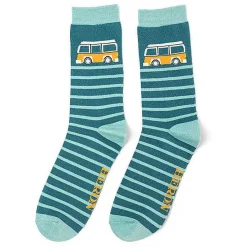 Teal Camper Van Stripes Men's Bamboo Socks>Mr Heron Outlet