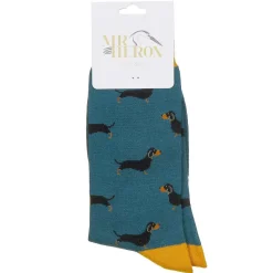 Teal Sausage Dogs Men's Bamboo Socks>Mr Heron Discount