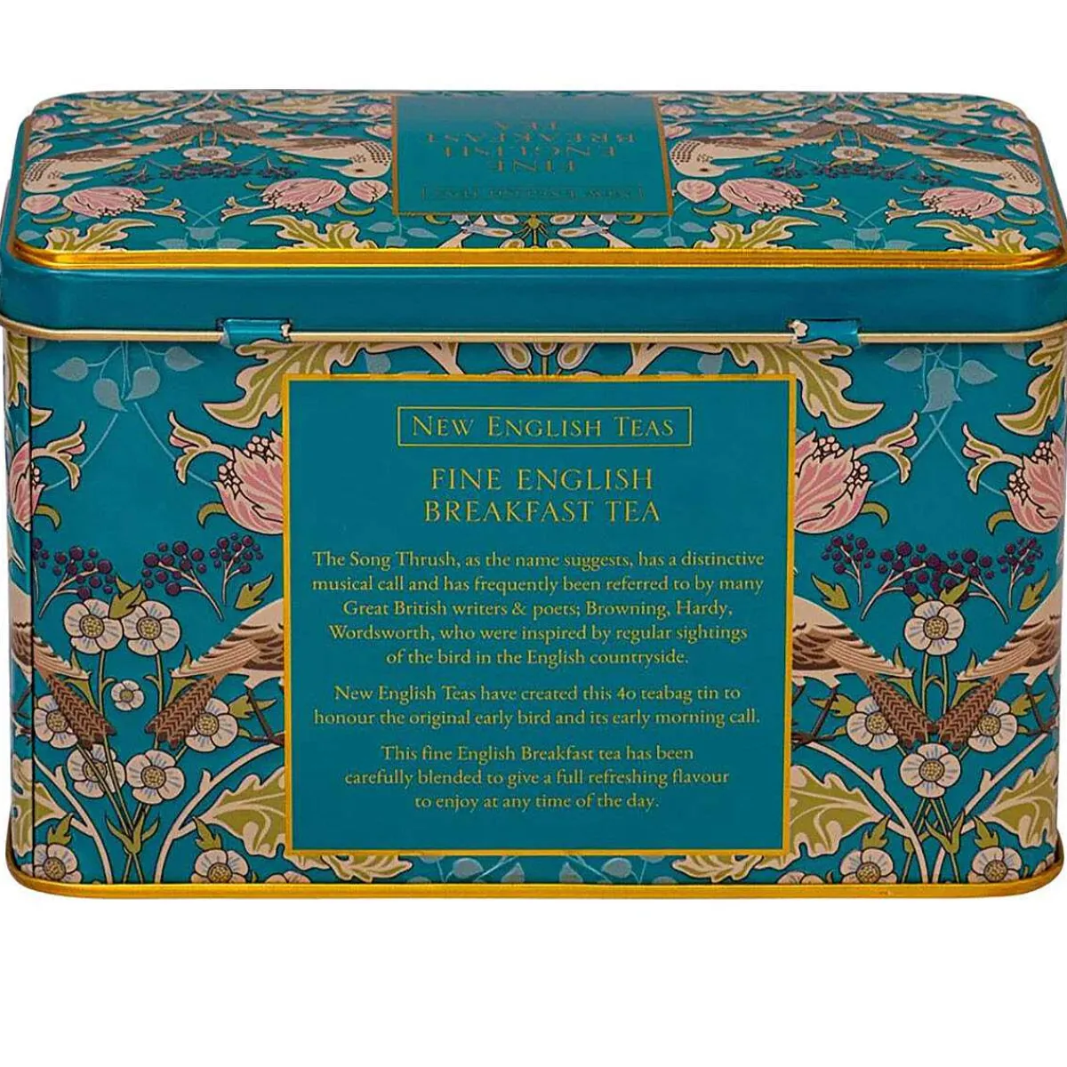 Song Thrush Teal Tea Caddy With 40 English Breakfast Tea Bags>New English Teas Flash Sale