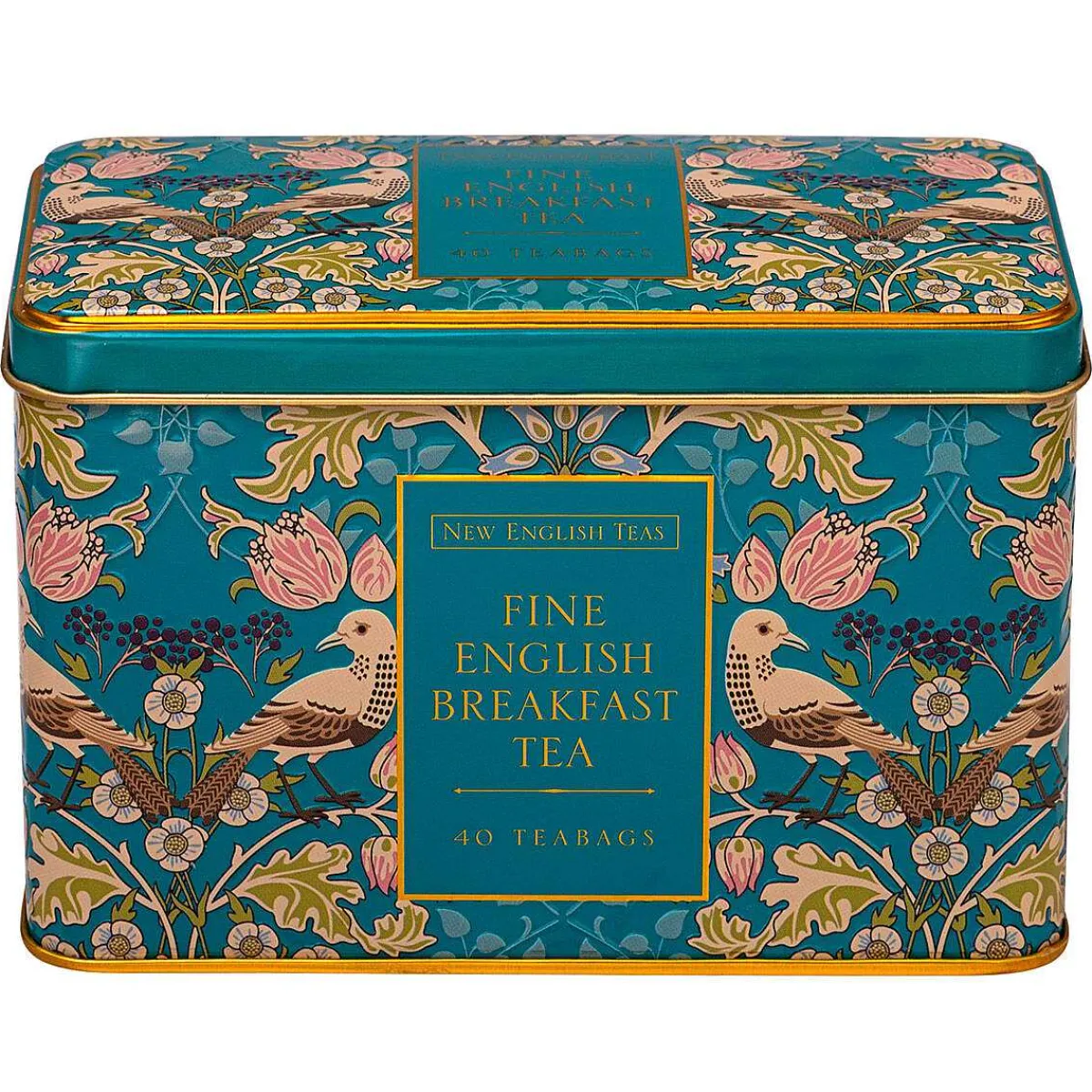 Song Thrush Teal Tea Caddy With 40 English Breakfast Tea Bags>New English Teas Flash Sale