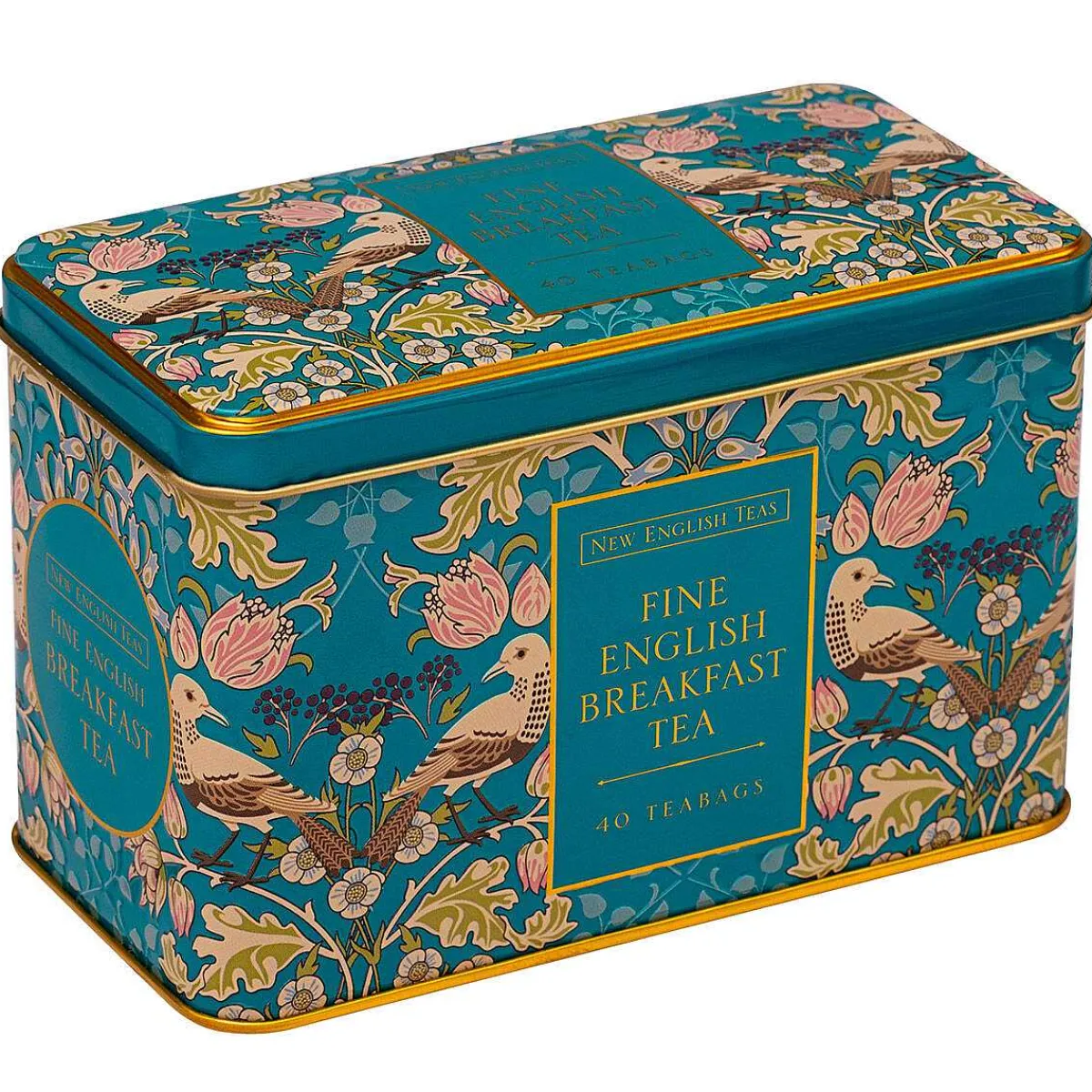 Song Thrush Teal Tea Caddy With 40 English Breakfast Tea Bags>New English Teas Flash Sale