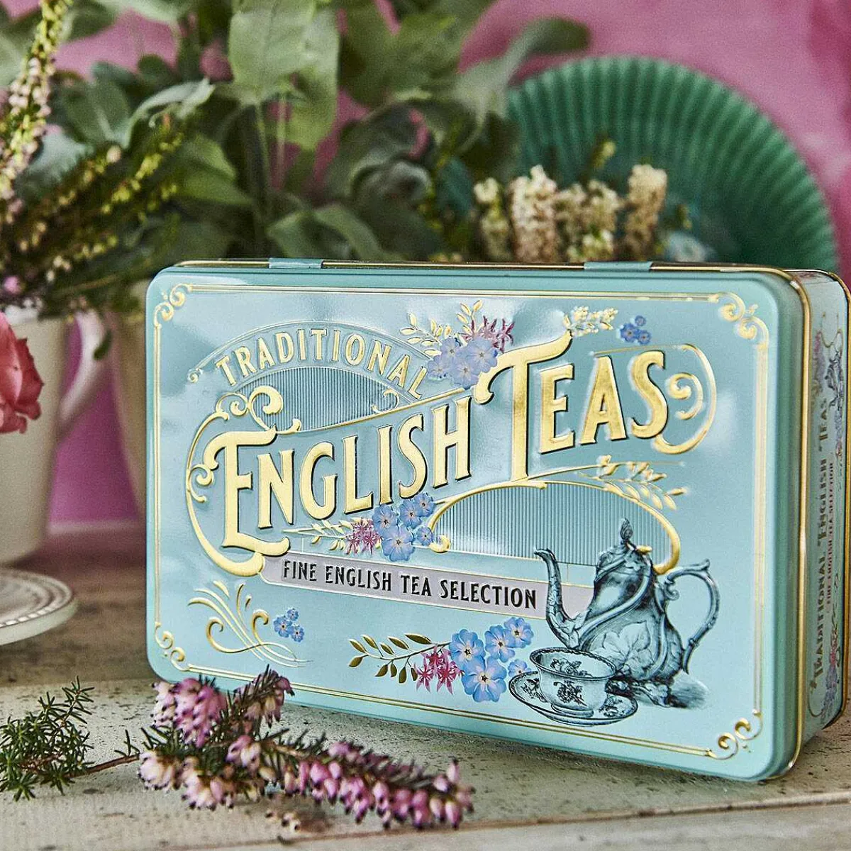 Vintage Victorian Tin With 72 Tea Bag Selection>New English Teas Clearance