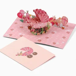 Kirigami 'Baby Girl' 3D Pop-Up Card><noscript><img width=