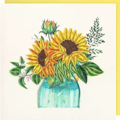 Quilling 'Vase Of Sunflowers' Card><noscript><img width=