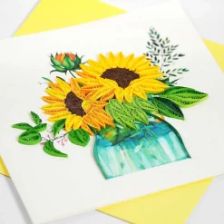 Quilling 'Vase Of Sunflowers' Card><noscript><img width=