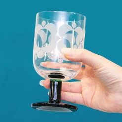 Atomic Flower Green Shades Set Of 4 Wine Glasses><noscript><img width=