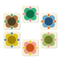 Atomic Flower Set Of 6 Coasters>Orla Kiely Cheap