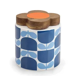 Block Flower Navy Ceramic Storage Jar 1100Ml><noscript><img width=