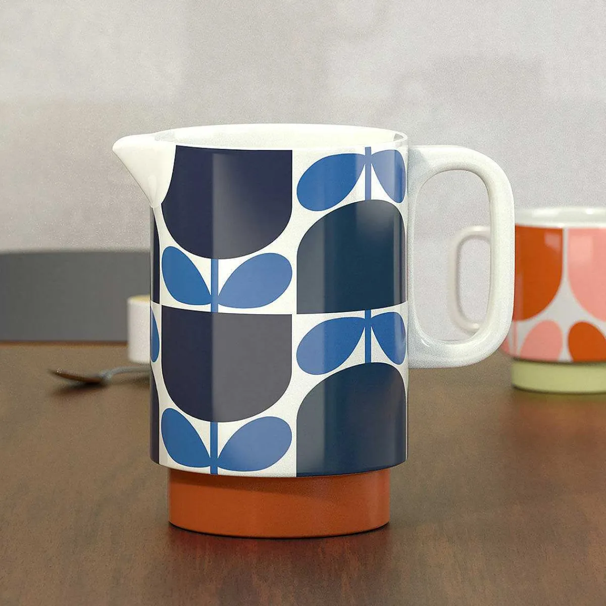 Block Flower Navy Ceramic Water Jug>Orla Kiely Fashion