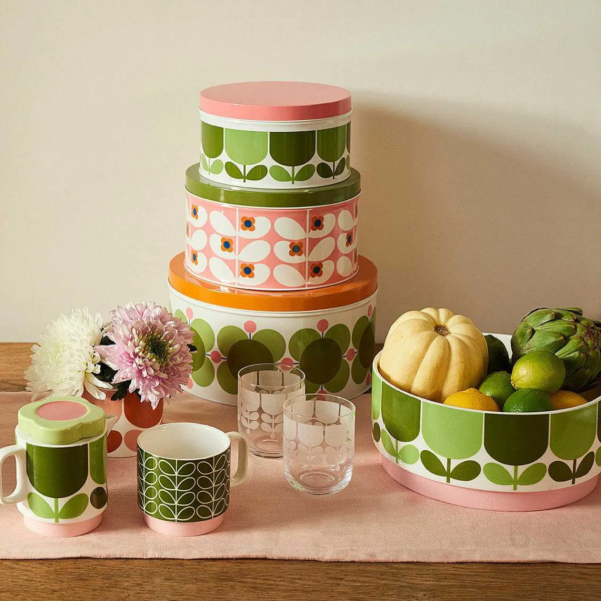 Bubblegum/Basil Set Of 3 Nesting Cake Tins>Orla Kiely Fashion