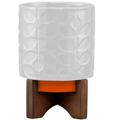 Debossed Sixties Stem Cream Ceramic Plant Pot>Orla Kiely Online