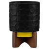 Debossed Sixties Stem Black Ceramic Plant Pot>Orla Kiely Cheap