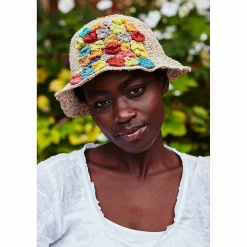 Applique Flowers Hemp/Cotton Hat>Pachamama Cheap