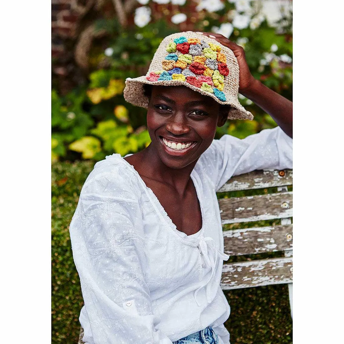 Applique Flowers Hemp/Cotton Hat>Pachamama Cheap