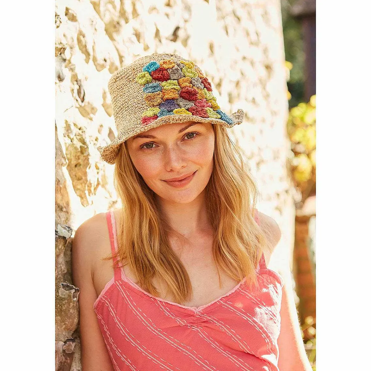 Applique Flowers Hemp/Cotton Hat>Pachamama Cheap