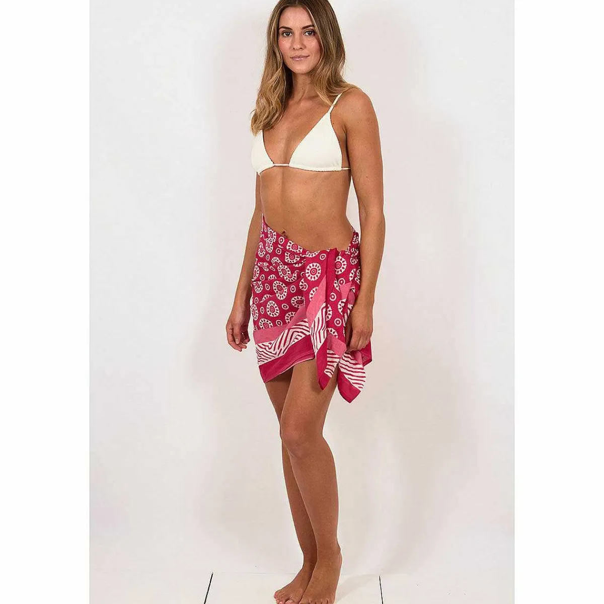 Cogs Pink Hand Printed Cotton Sarong>Pachamama Cheap