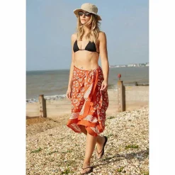 Cogs Rust Hand Printed Cotton Sarong><noscript><img width=