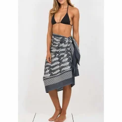 Fern Charcoal Hand Printed Cotton Sarong><noscript><img width=