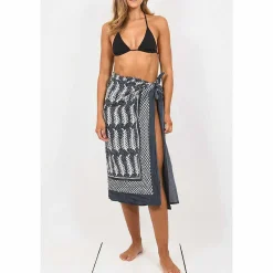 Fern Charcoal Hand Printed Cotton Sarong><noscript><img width=
